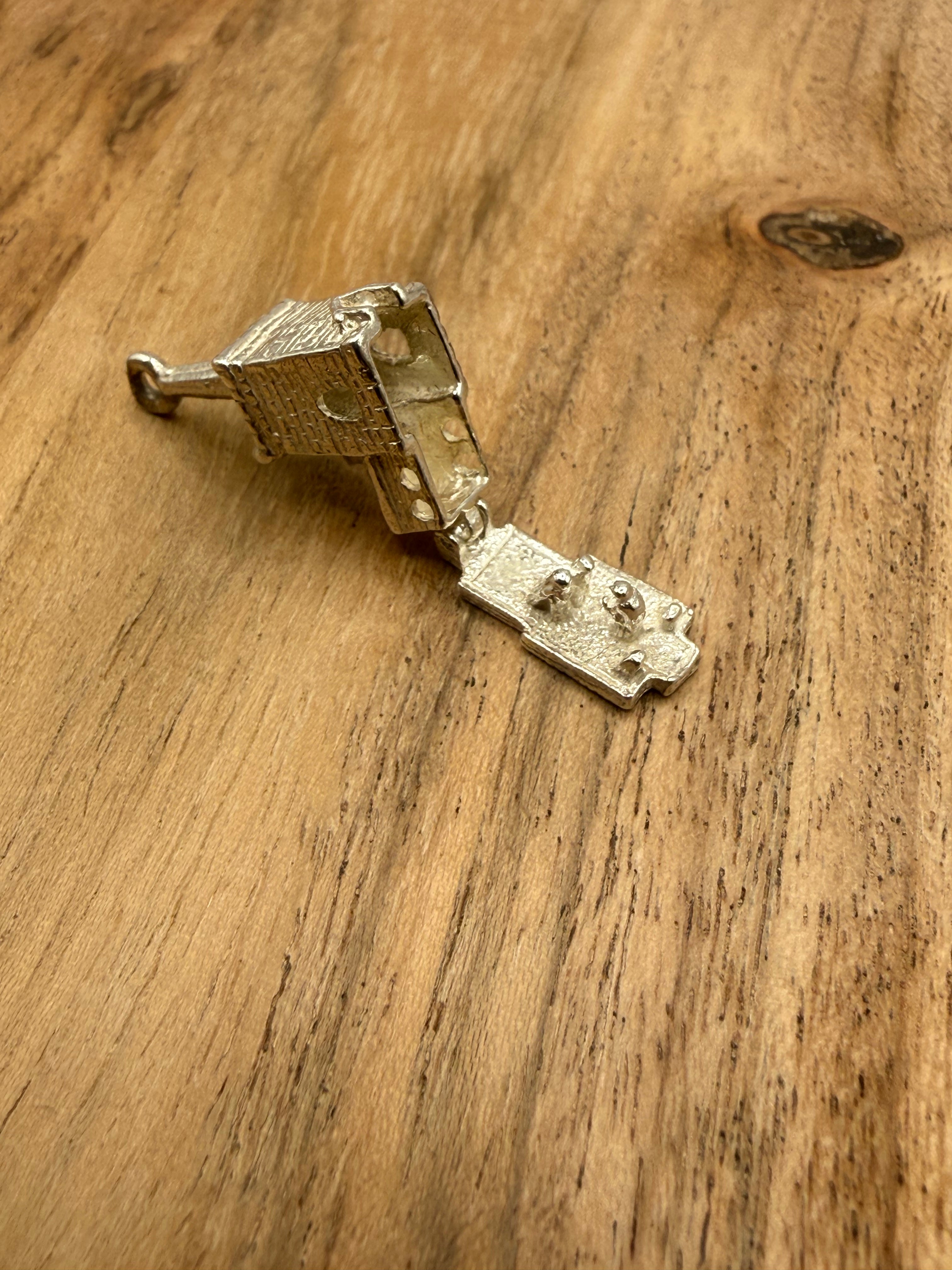 Sterling Silver Articulated Church Charm