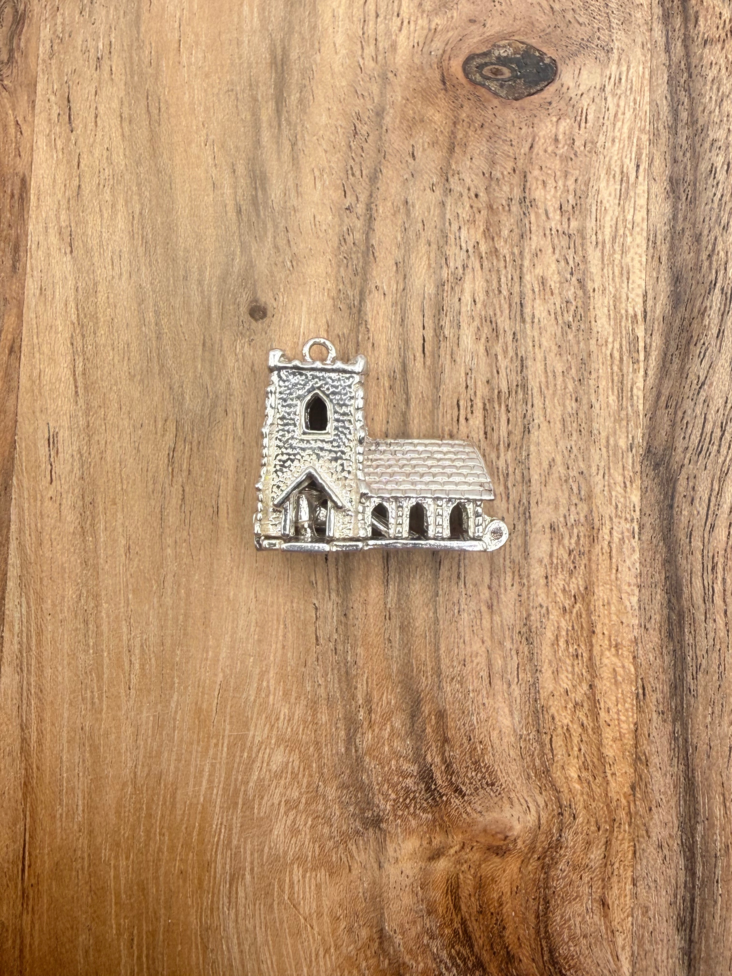 Sterling Silver Articulated Church Charm