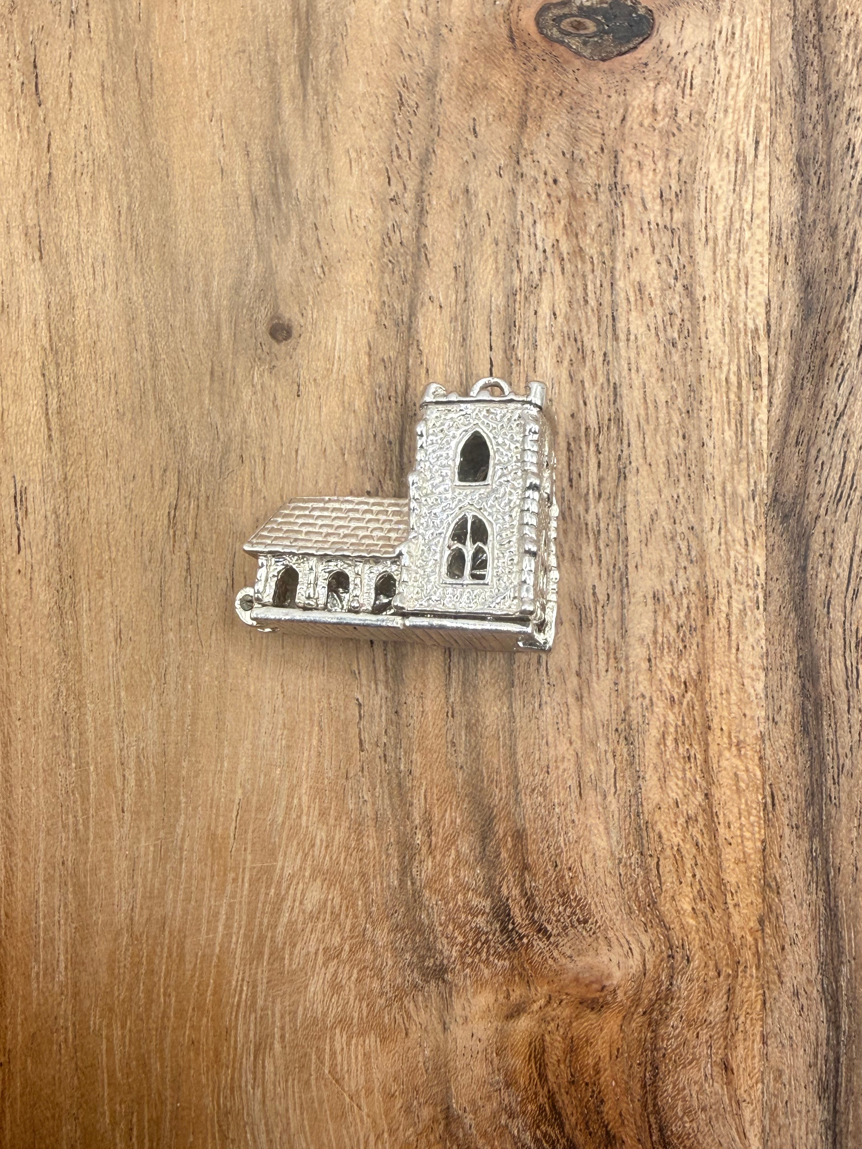 Sterling Silver Articulated Church Charm