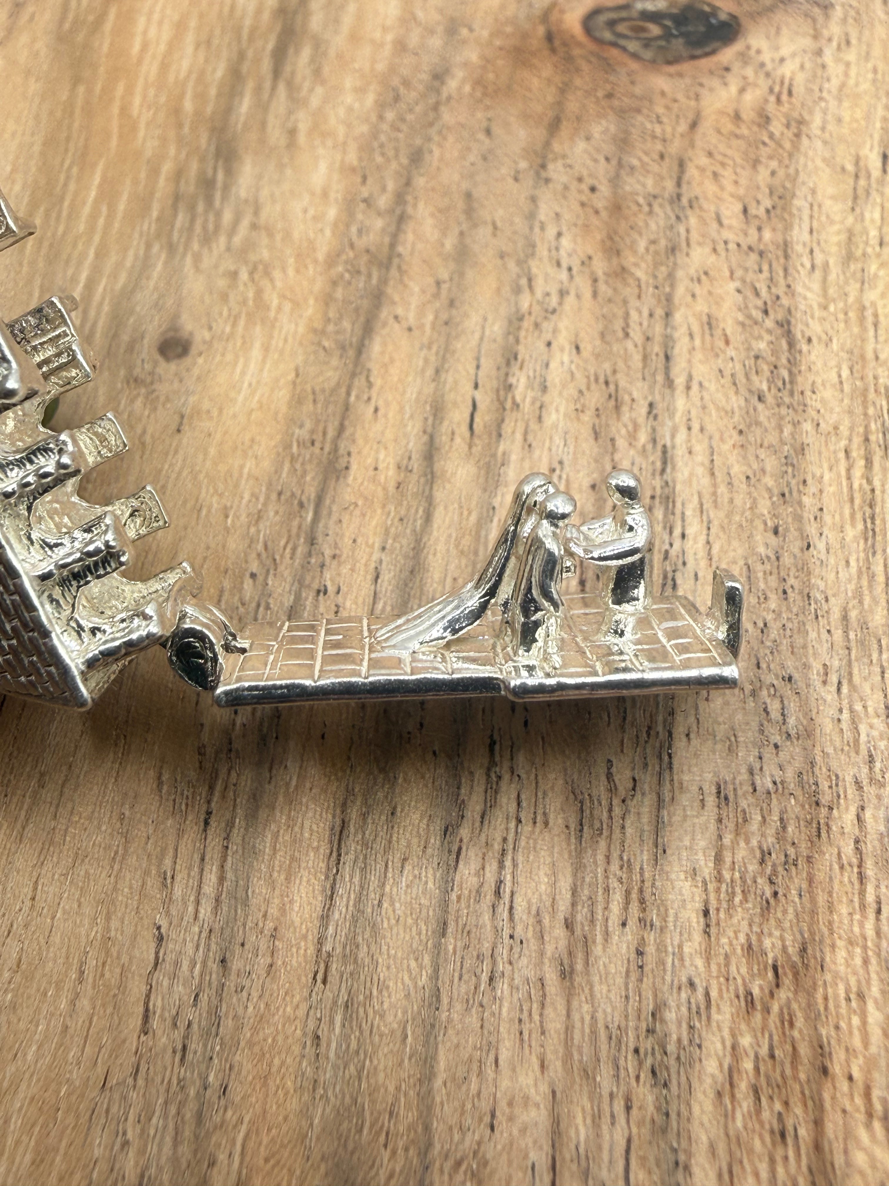 Sterling Silver Articulated Church Charm