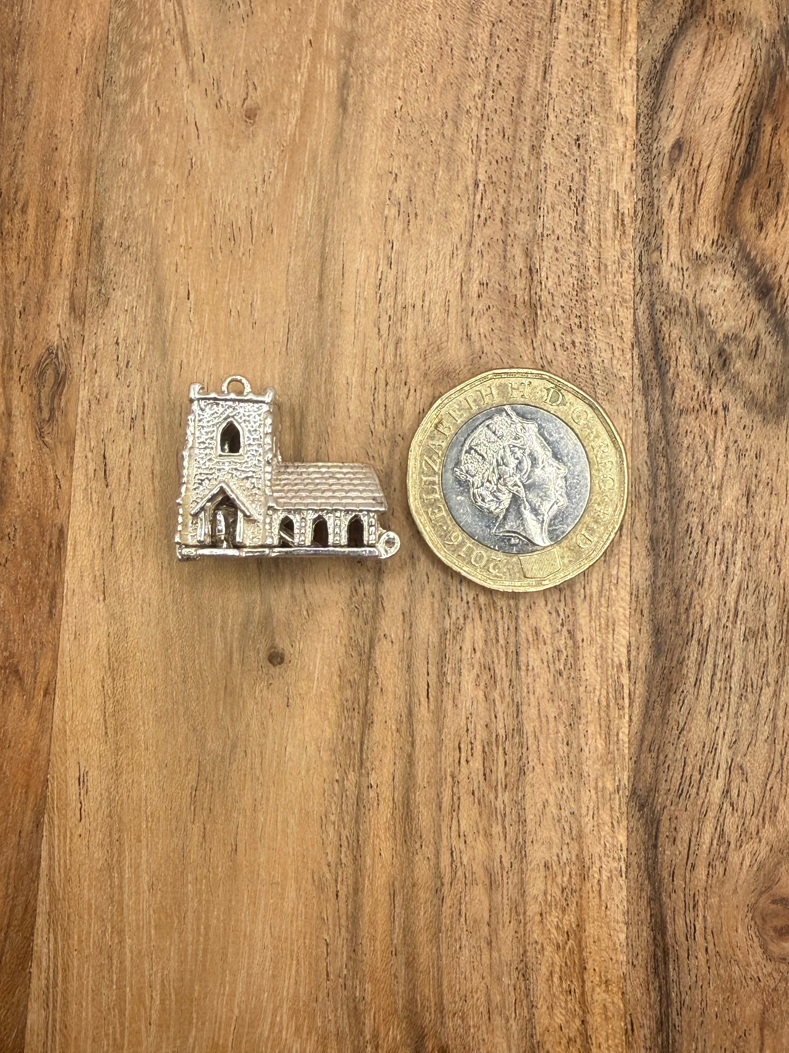 Sterling Silver Articulated Church Charm
