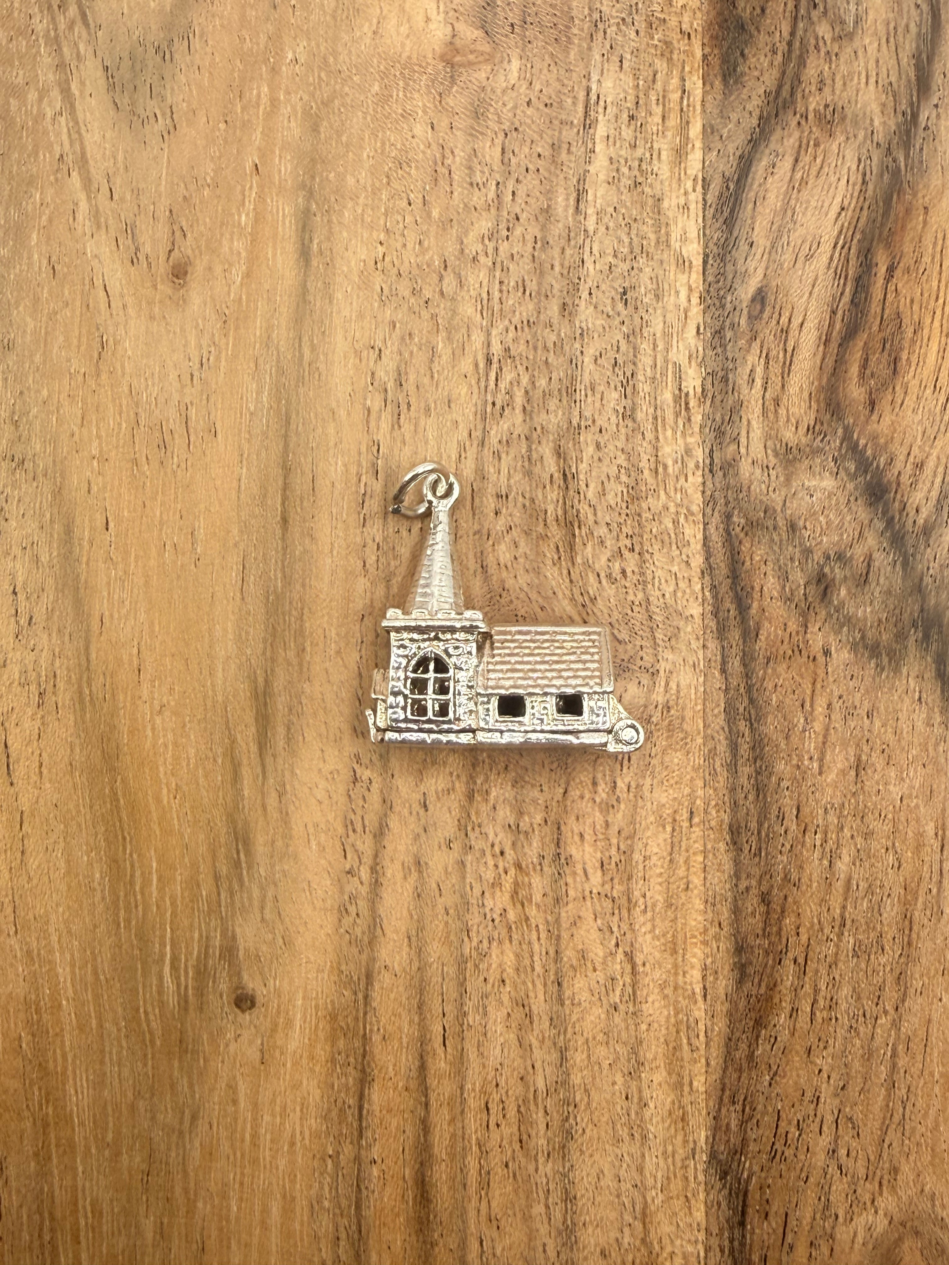 Sterling Silver Articulated Church Charm