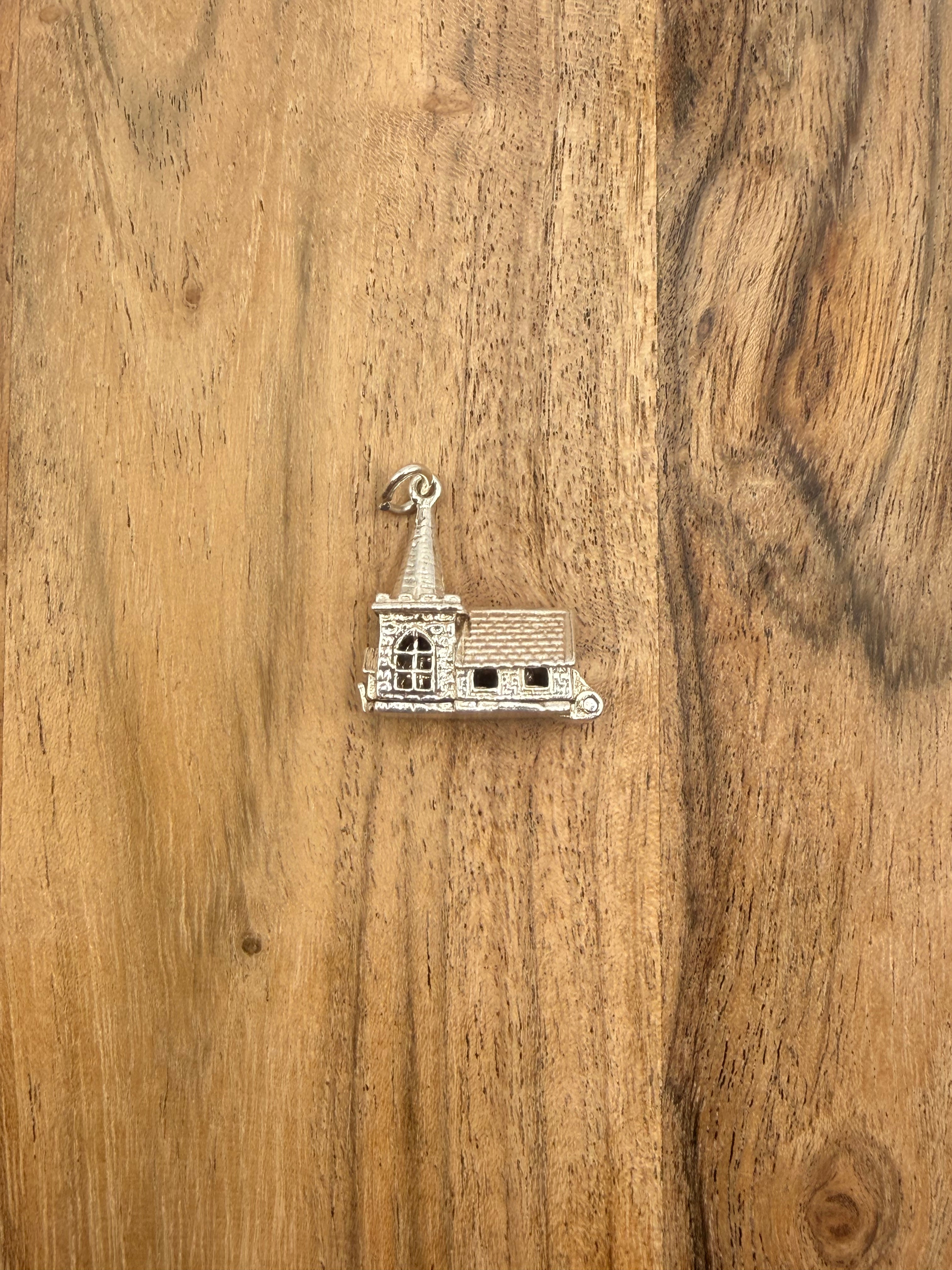 Sterling Silver Articulated Church Charm