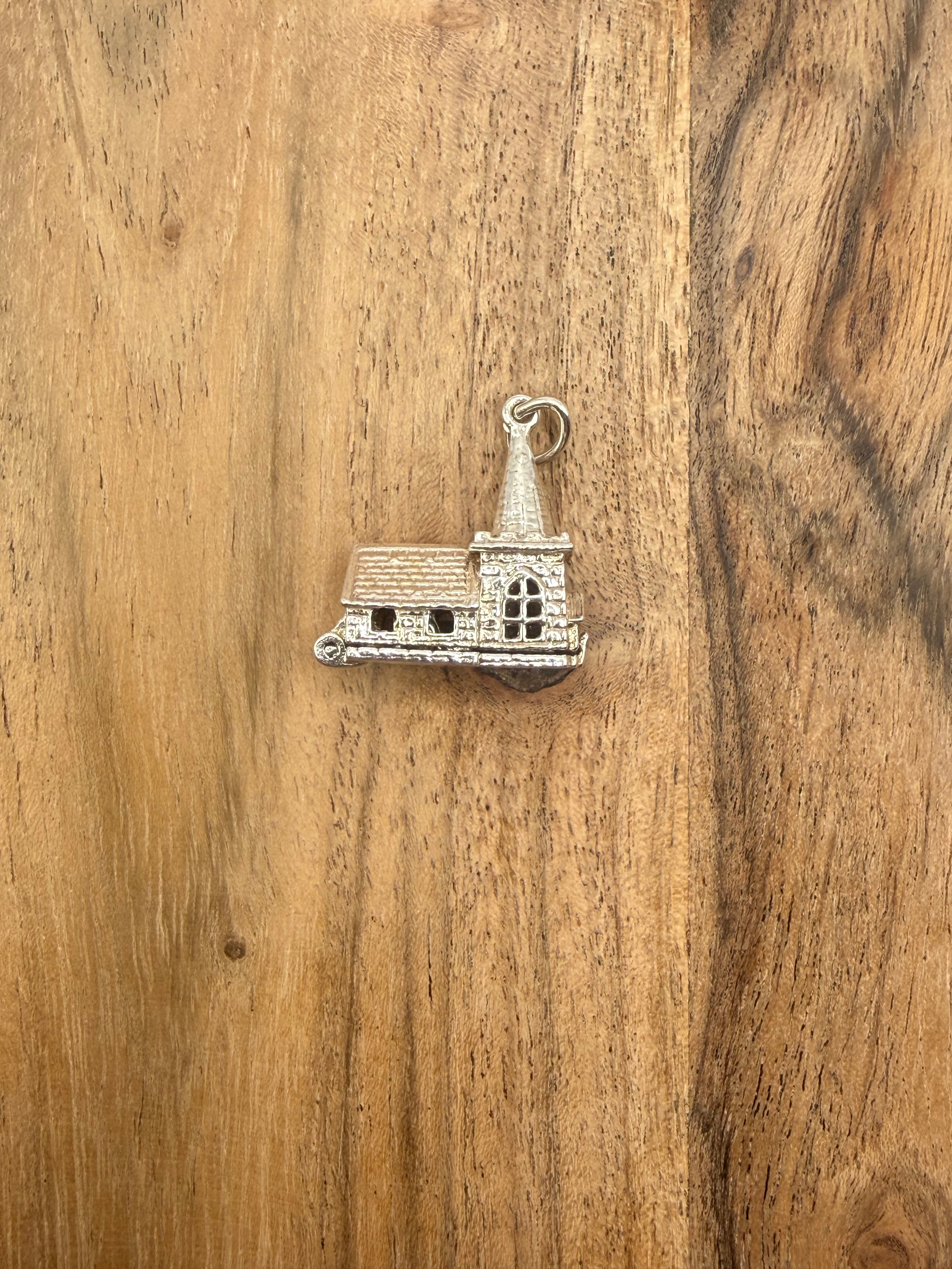 Sterling Silver Articulated Church Charm