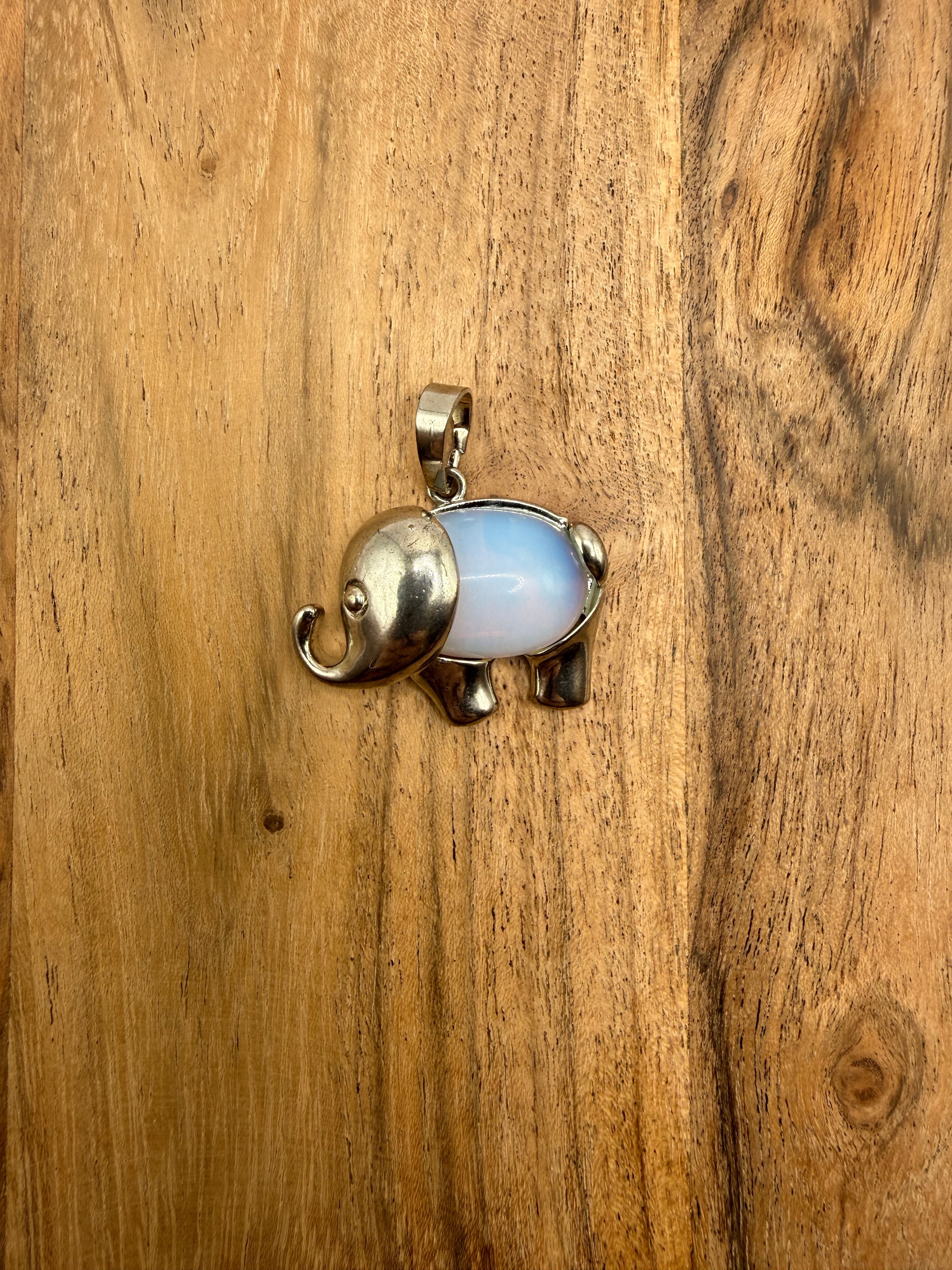 Sterling Silver Opalite Elephant Pendant