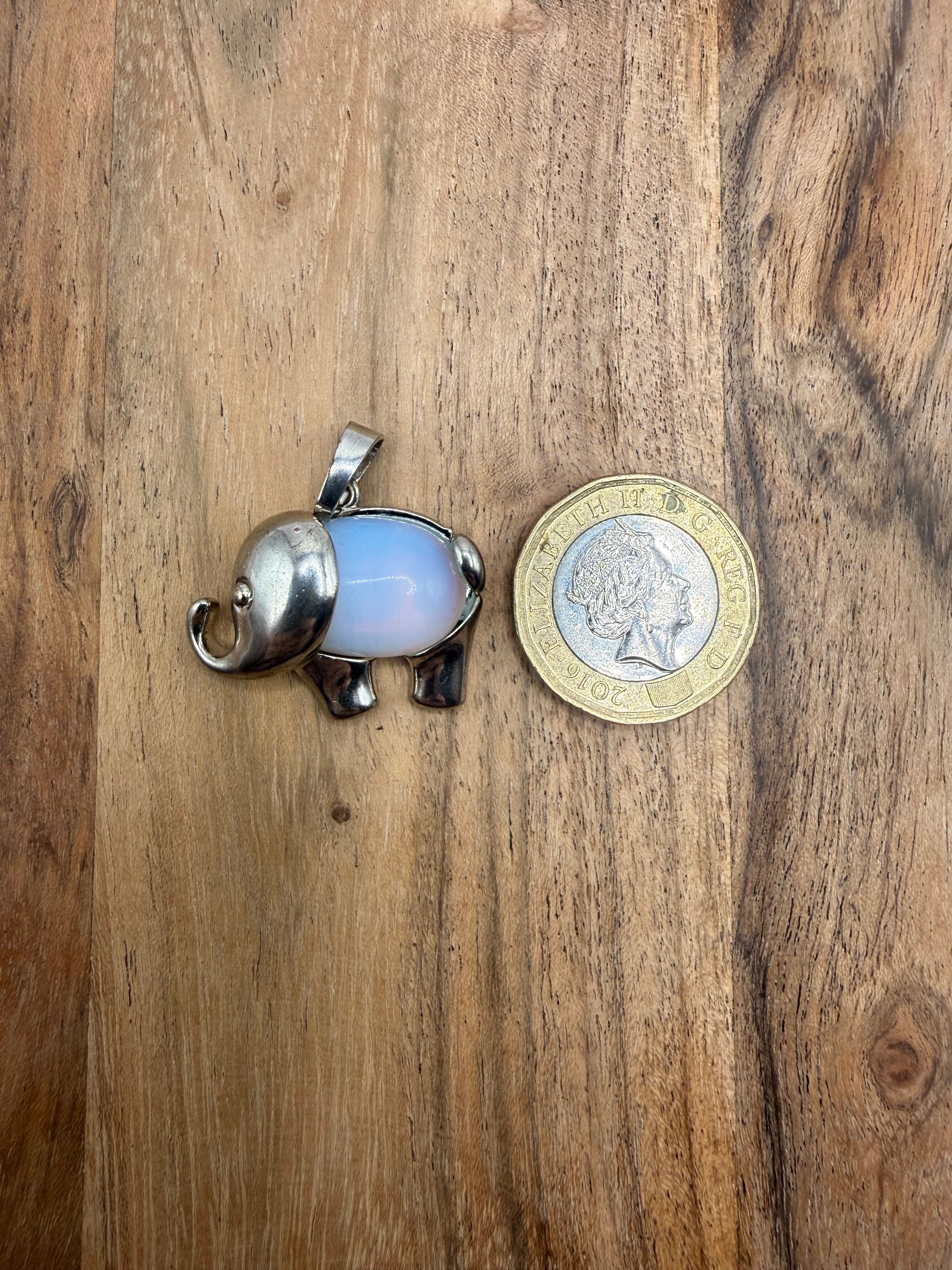 Sterling Silver Opalite Elephant Pendant