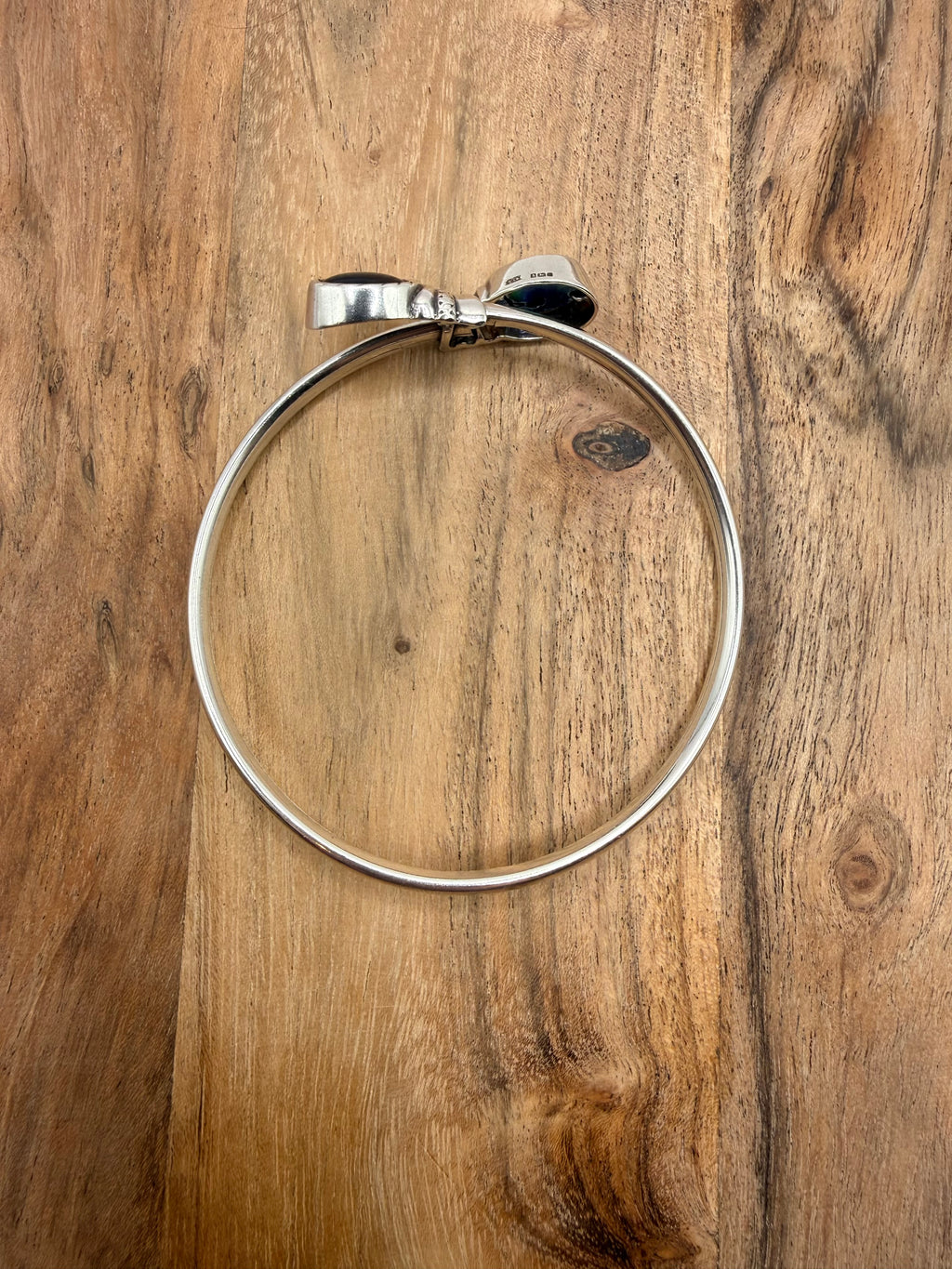 Sterling Silver Blue Abalone Cuff Bangle