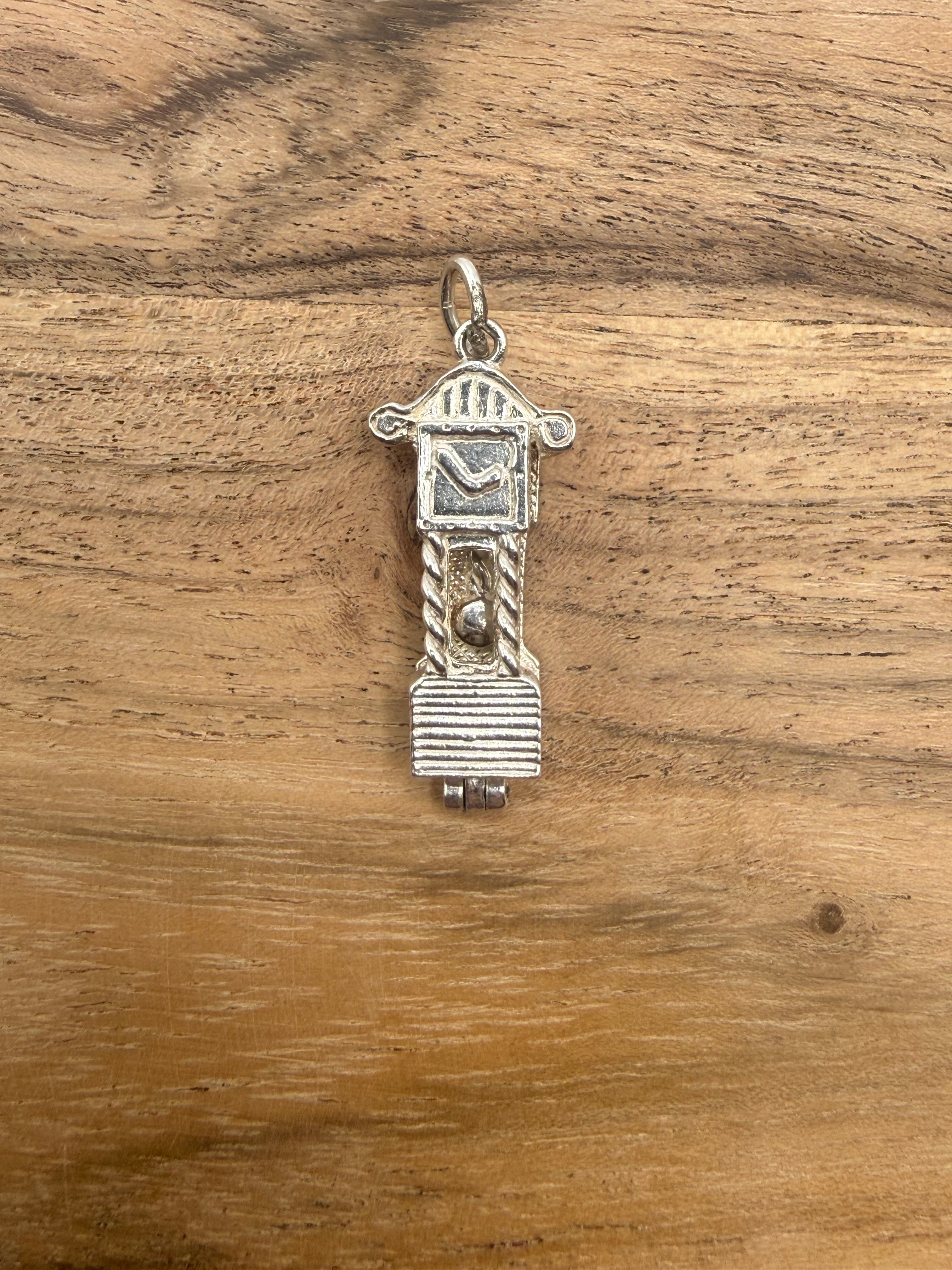 Sterling Silver Articulated Grandfather Clock Charm
