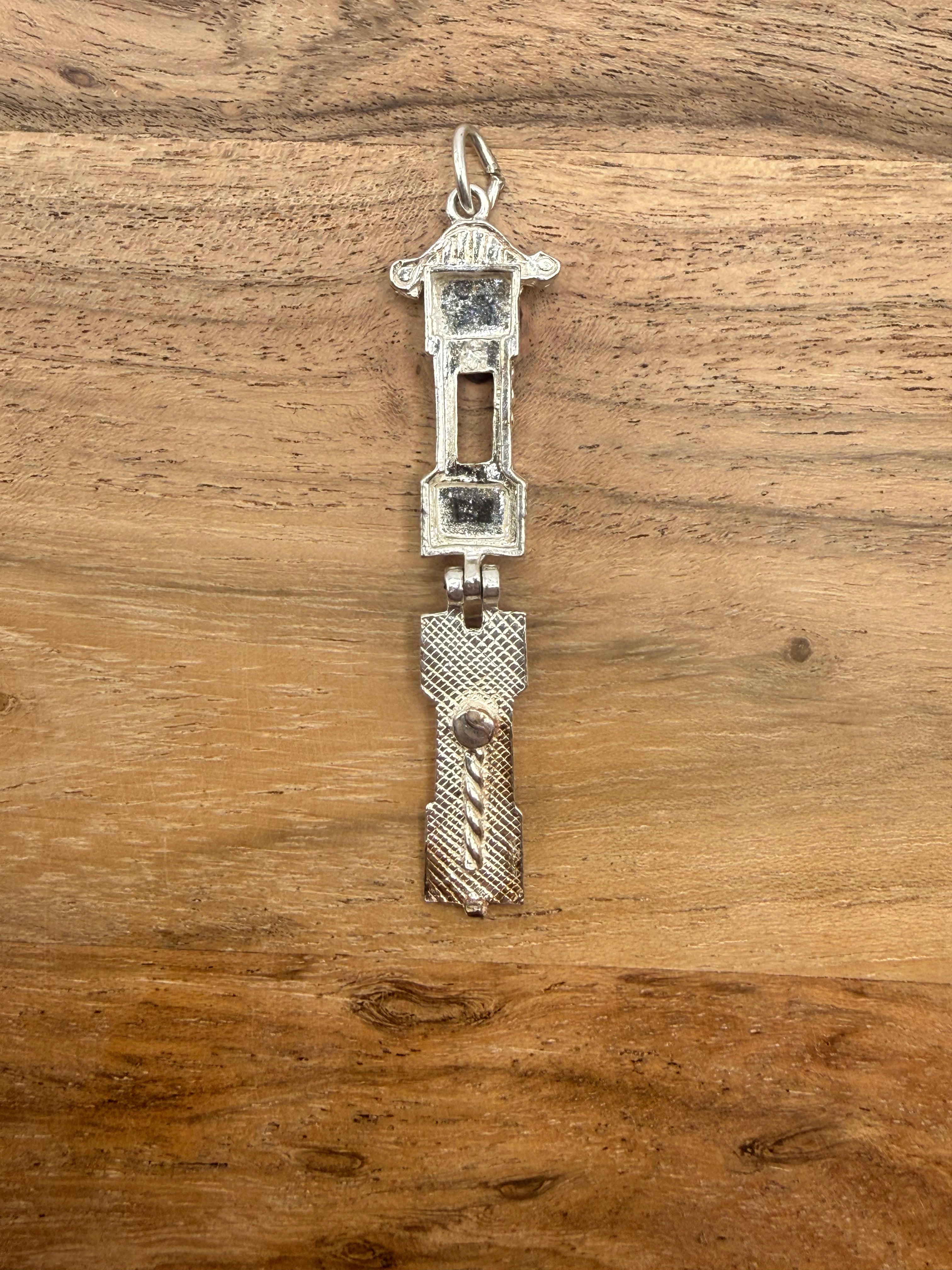 Sterling Silver Articulated Grandfather Clock Charm
