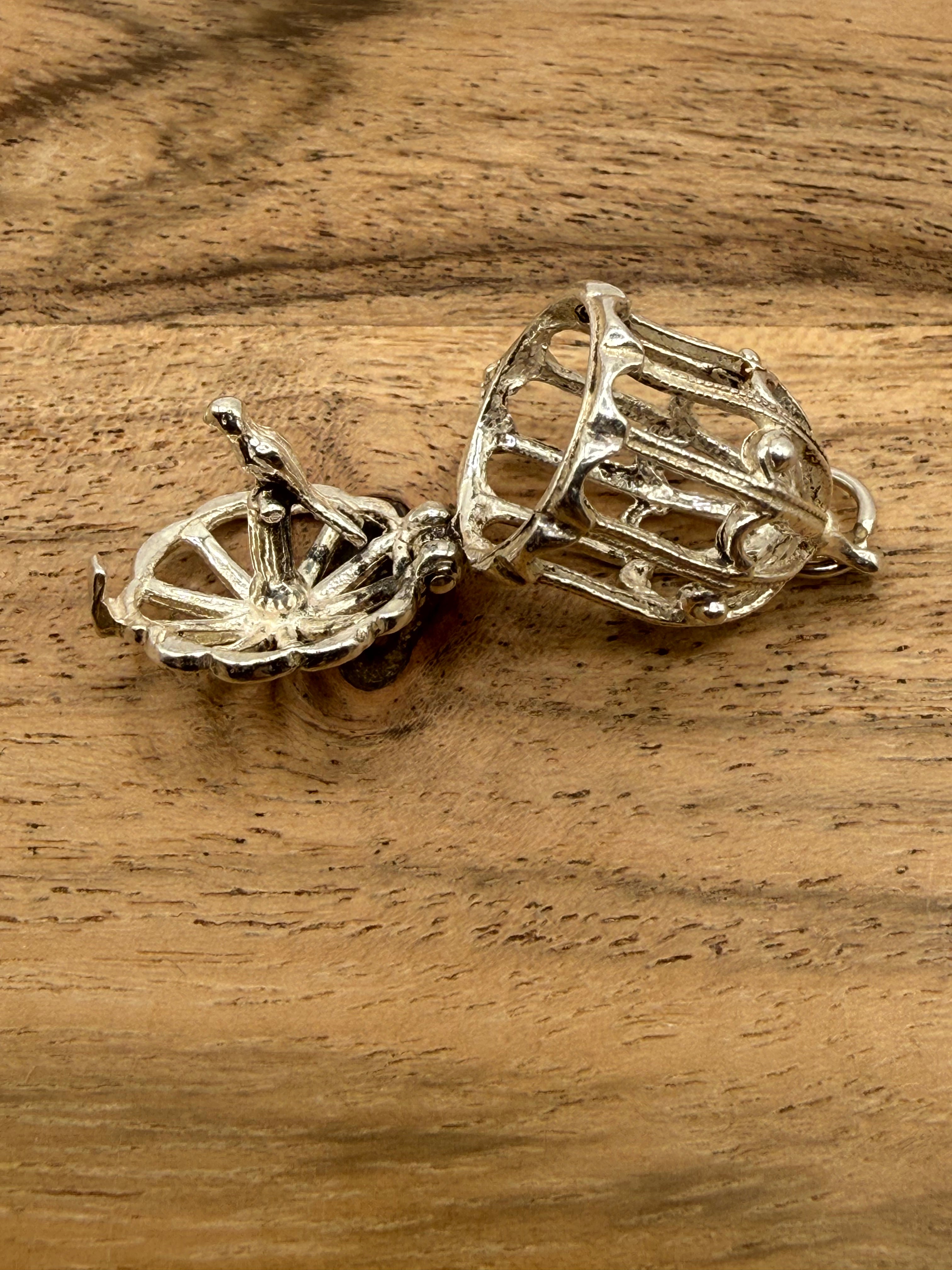 Sterling Silver Articulated Bird Cage Charm