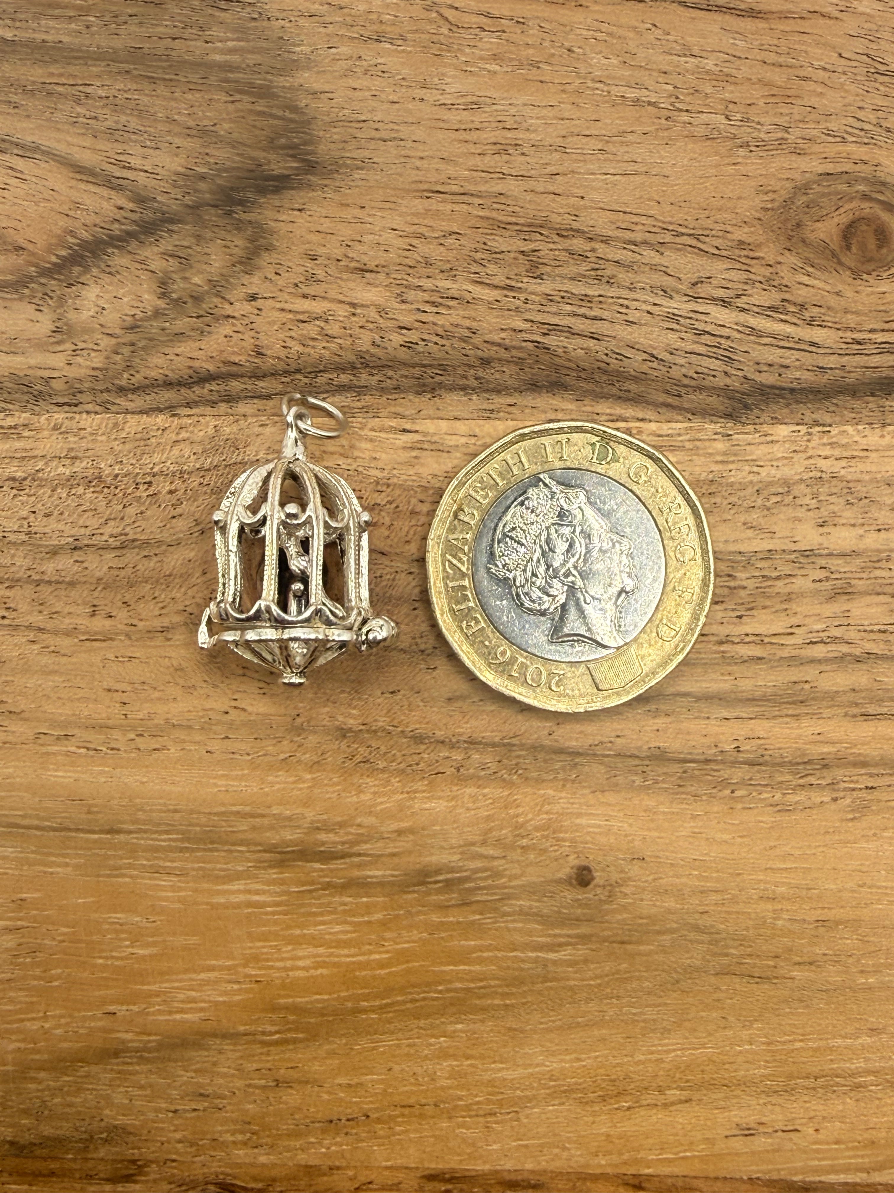 Sterling Silver Articulated Bird Cage Charm