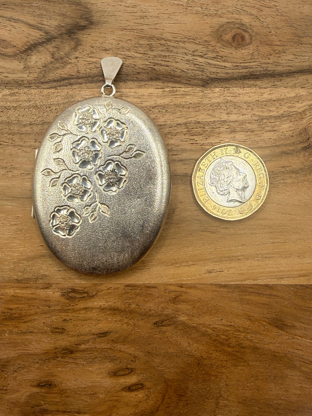 Sterling Silver Large Vintage Floral Locket
