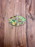 Silver Tone Abalone Shell Oval Pendant