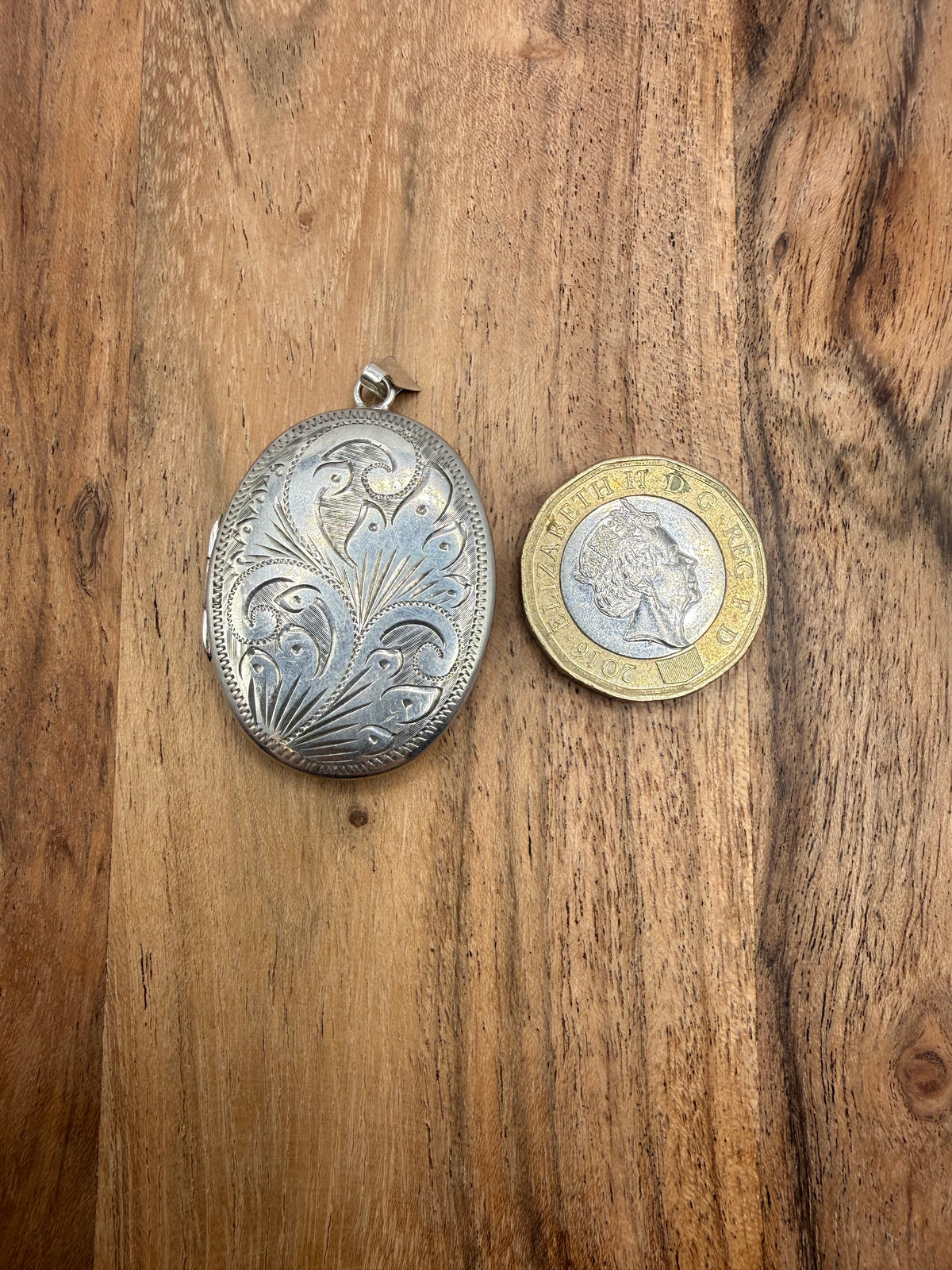 Vintage Floral Engraved Sterling Silver Locket