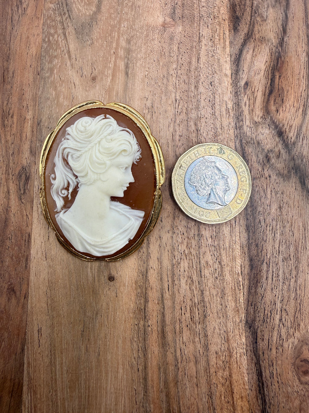 Gold Tone Vintage Cameo Brooch