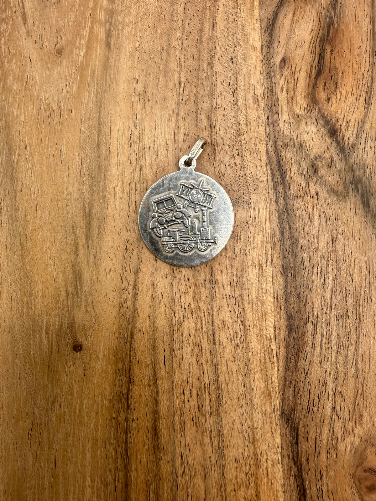 St Christopher Sterling Silver Circle Pendant