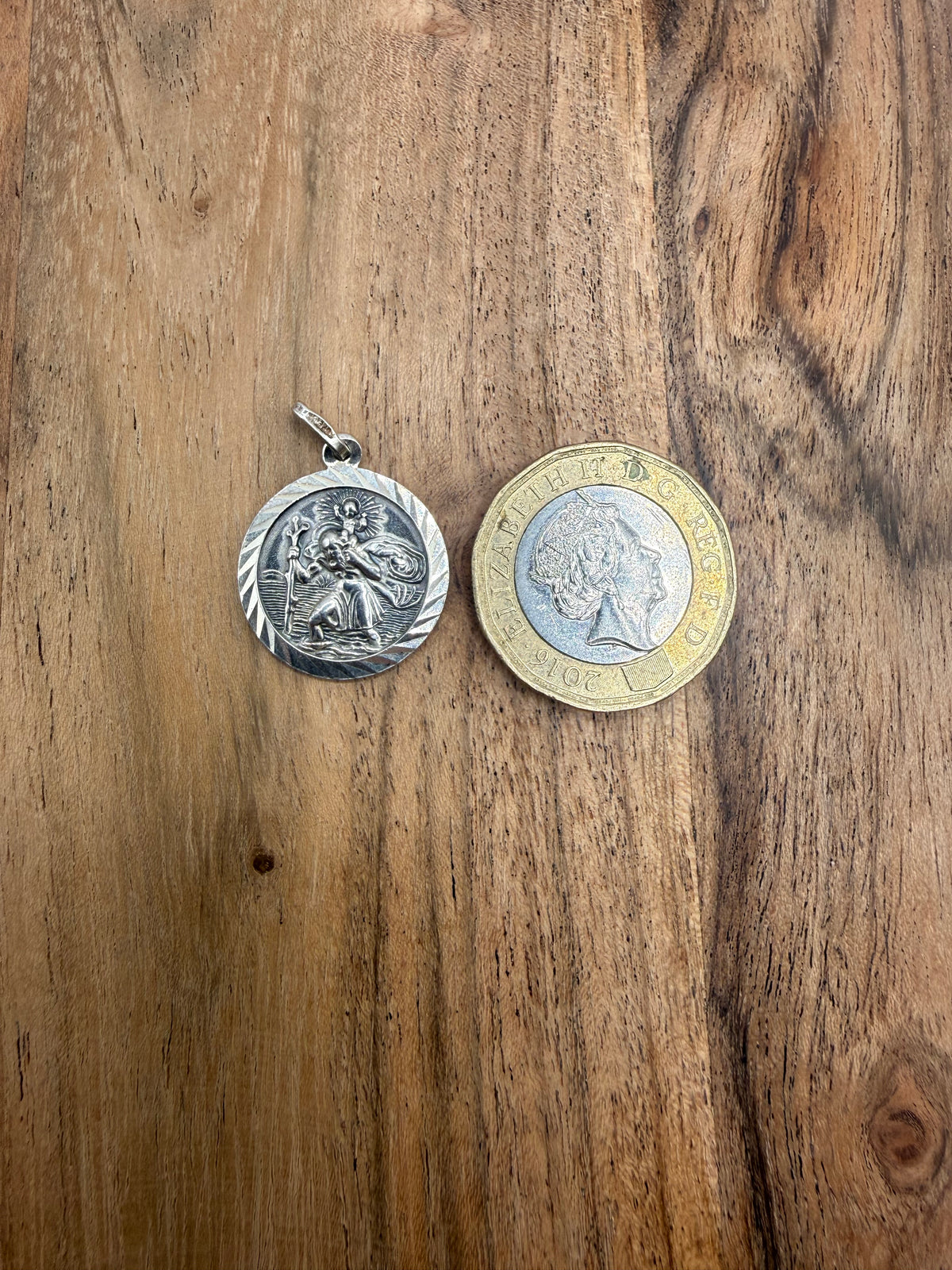 St Christopher Sterling Silver Circle Pendant