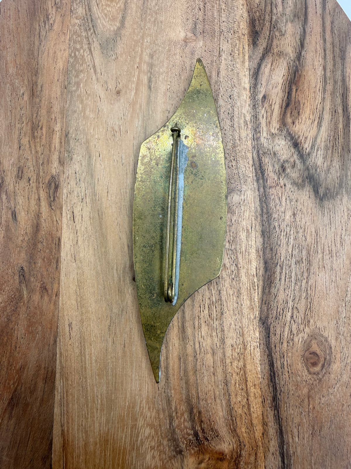 Vintage Green Enamel Brooch