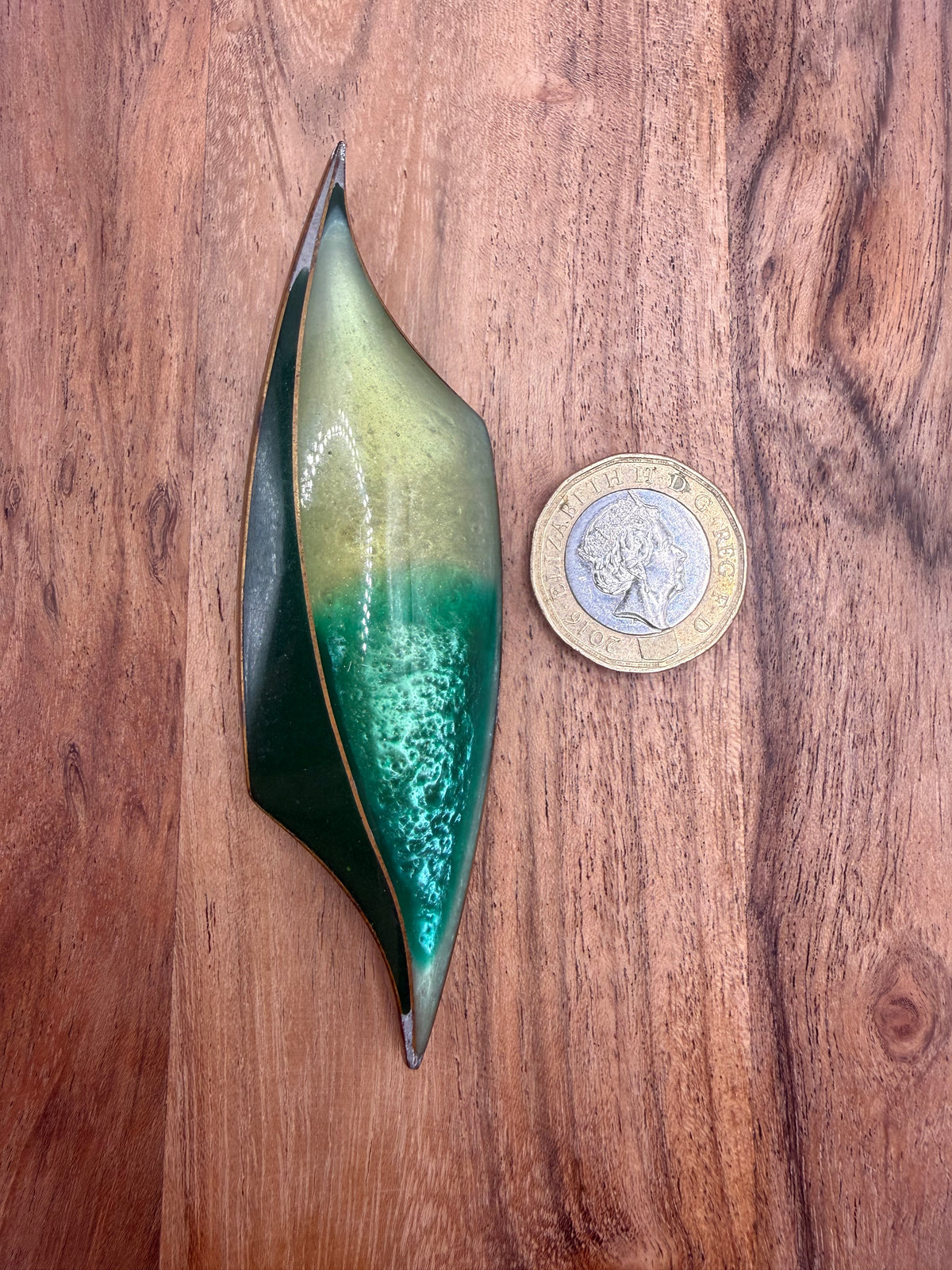 Vintage Green Enamel Brooch